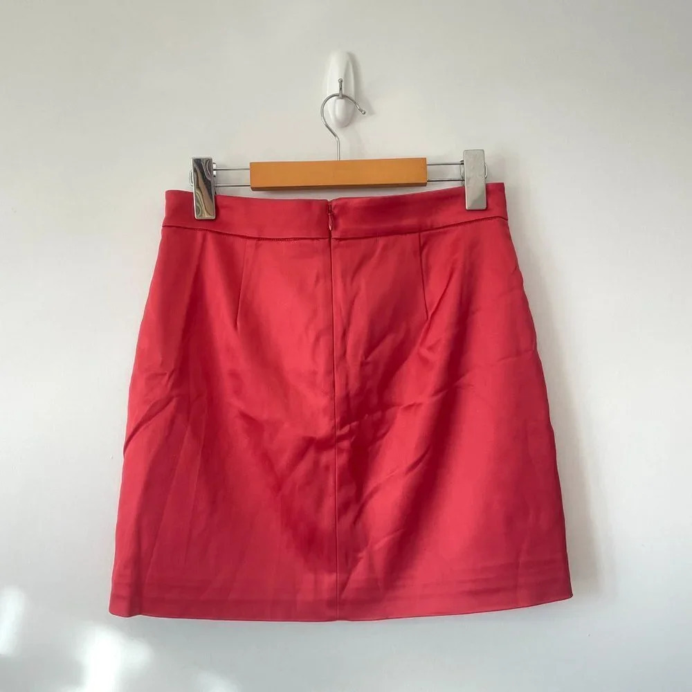 Aritzia Wilfred Satin Patio Mini Skirt Rosy Red Size 6 - Picture 8 of 10